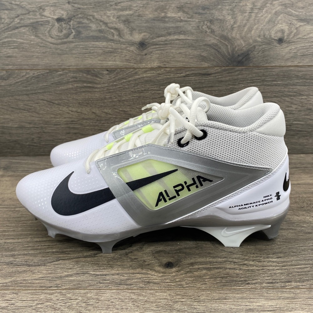 Nike Alpha Menace 4 Pro Football Cleats Mens 9.5 White Silver FD7037-100